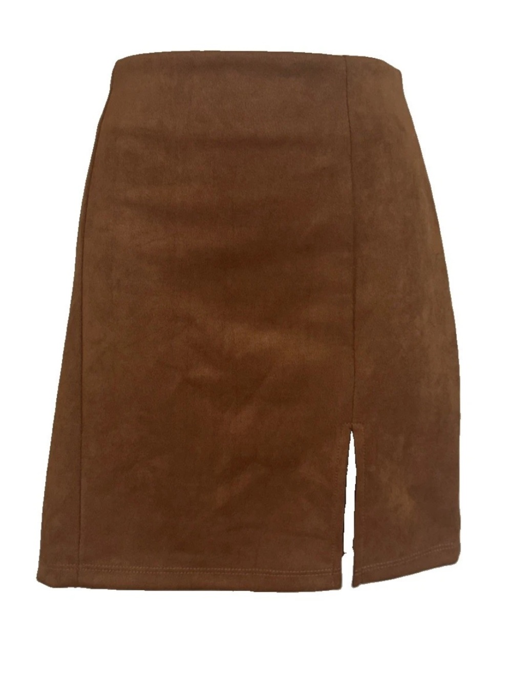 Brown Suede Skirt | Front Slit Detail | Soft Faux Suede | Chic Western Style